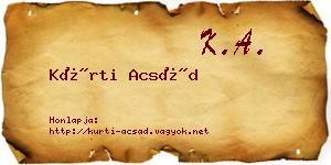 Kürti Acsád névjegykártya